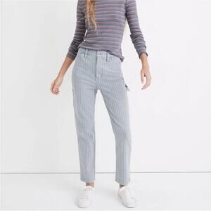 Madewell Jeans Womens 24 Blue Workwear Herringbone Denim Tapered Carpenter High